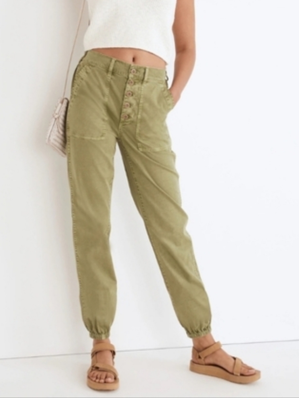 Madewell Army Green Button-Fly Cargo Joggers - Sz 23